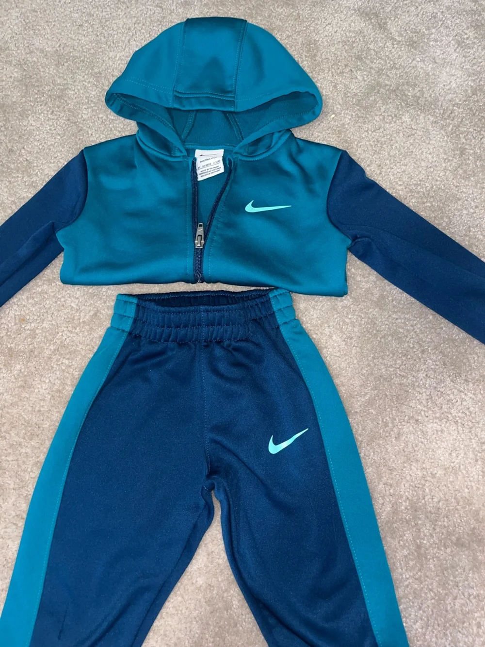 Nike Kids Teal & Navy Therma-FIT Full Zip Hoodie